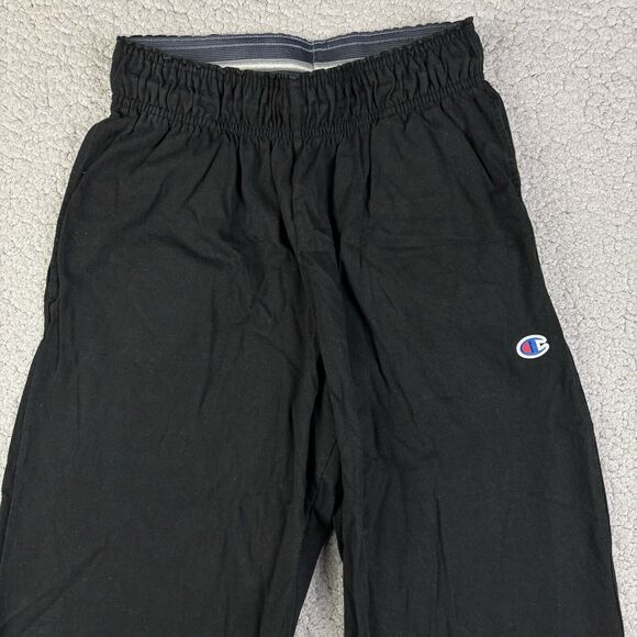 Champion Sweatpants Men's S Open Leg Drawstring Embroidered Logo Pocket Black - Picture 2 of 11